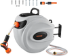 VEVOR Retractable Hose Reel, 100 ft x 1/2 inch, 180° Swivel Bracket Wall-Mounted, Garden Water Hose Reel with 9-Pattern Nozzle, Automatic Rewind, Lock at Any Length, and Slow Return System