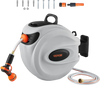 VEVOR Retractable Hose Reel, 65 ft x 5/8 inch, 180° Swivel Bracket Wall-Mounted, Garden Water Hose Reel with 9-Pattern Nozzle, Automatic Rewind, Lock at Any Length, and Slow Return System