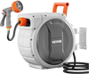 VEVOR Retractable Garden Hose Reel, 5/8 Inch x 100 ft Wall Mounted Hose Reel, Heavy Duty Garden Hose Reel with 9 Patterns Nozzle, Any Length Lock, Upgraded Slow Return System and 180°Swivel Bracket