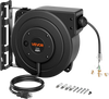 VEVOR Retractable Extension Cord Reel 45FT Heavy Duty 12AWG/3C SJTOW Black, for Ceiling/Wall Mount, 15A Circuit Breaker, Automatic Retractable Power Cord, Lighted Triple Tap, with 180° Swivel Bracket
