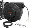 VEVOR Retractable Extension Cord Reel 50FT Heavy Duty 14AWG/3C SJTOW Black, for Ceiling/Wall Mount, 13A Circuit Breaker, Automatic Retractable Power Cord, Lighted Triple Tap, with 180° Swivel Bracket