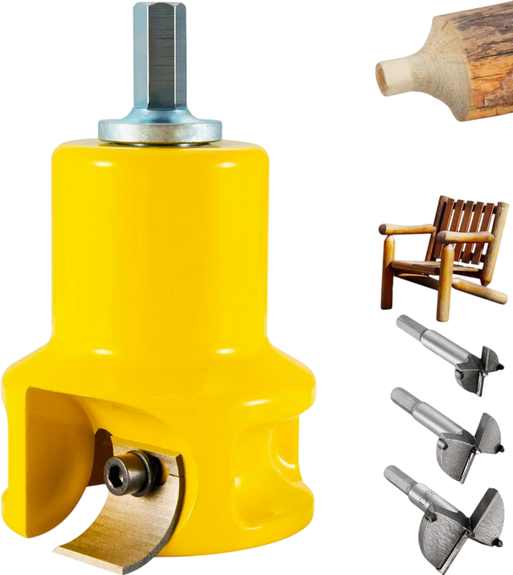 VEVOR Tenon Cutter, 1.5" / 38 mm Diameter, Premium Aluminum & Steel Log Furniture Cutter, with Dual Curved Blades & Button Screws Home Master Kit, Commercial Woodworking Tool for Home Beginner DIY
