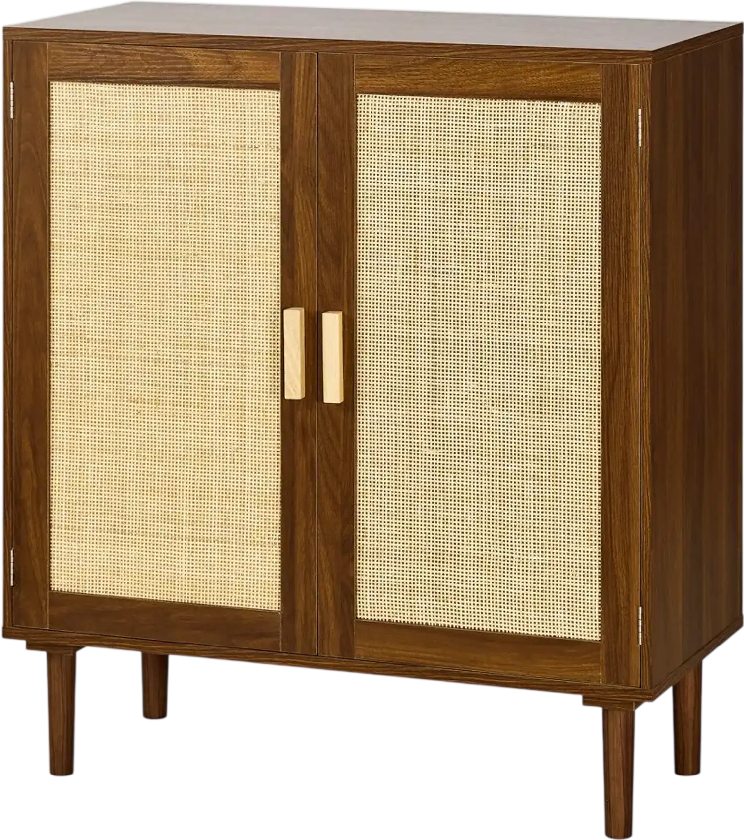 Vevor Cabinet Rattan Accent Storage Cabinet with 2 Doors & Adjustable Shelves Khaki New