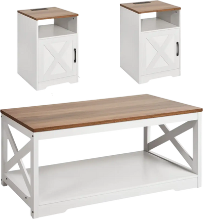 Vevor Coffee Table Set 3-Piece Farmhouse 40