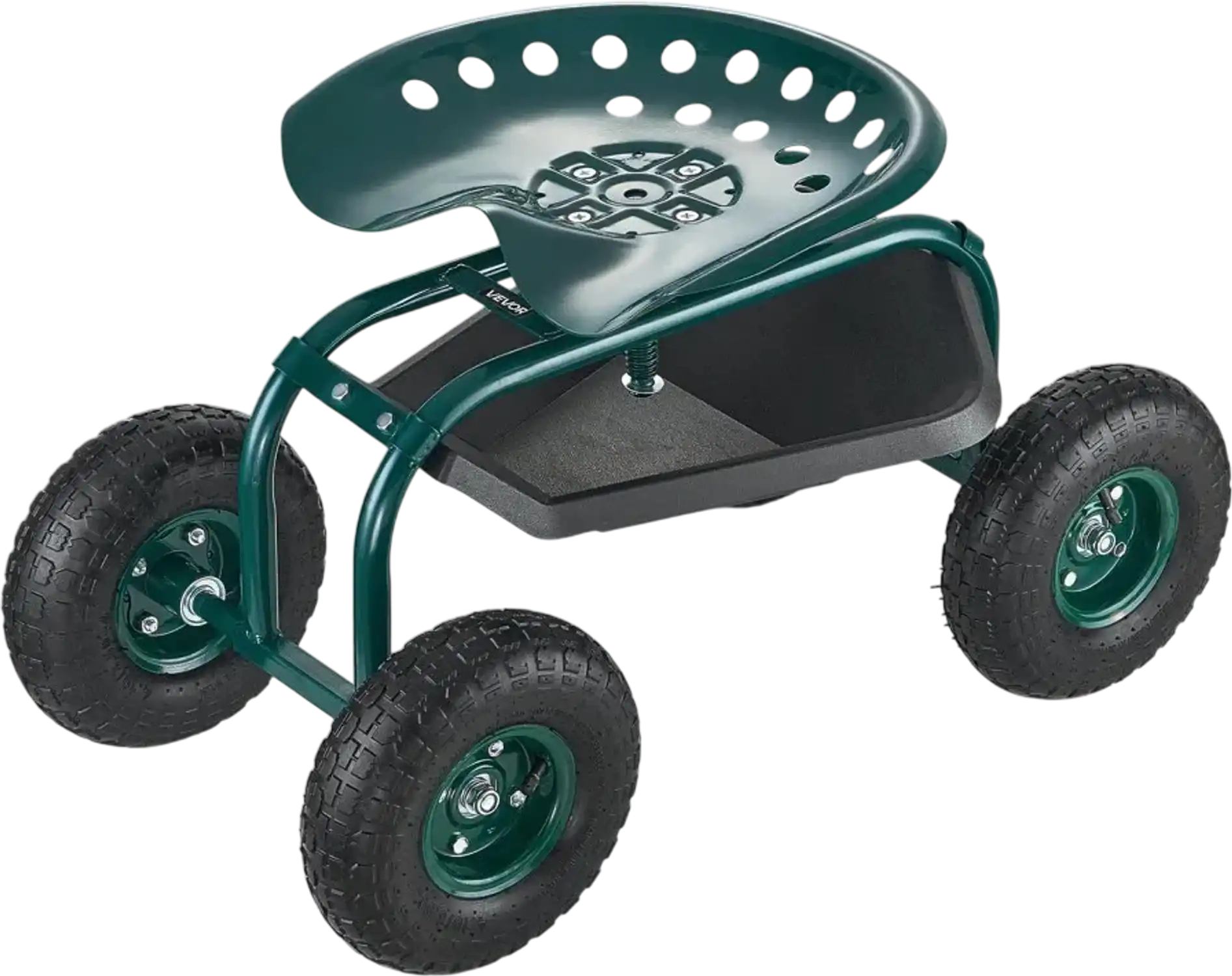 Vevor Rolling Garden Cart Swivel Seat All-Terrain Wheels Tool Tray 300 lbs New