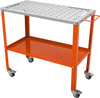 VEVOR 36" x 18" Welding Table, 1200lbs Load Capacity Steel Welding Workbench Table on Wheels, Portable Work Bench with Braking Lockable Casters, 4 Tool Slots, 5/8-inch Fixture Holes, Tool Tray