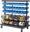 VEVOR 5-Tier Double-Sided Rolling Bin Storage Rack, 68 Organizer Bins, Dual-Sided Parts Organizer with Wheels, Mobile Tool Organizer Plastic Bins for Garage, Warehouse, Office, Restaurant, Classroom