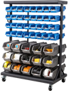 VEVOR 7-Tier Double-Sided Rolling Bin Storage Rack, 94 Plastic Bins, Dual-Sided Parts Organizer with Wheels, Mobile Tool Organizer for Garage, Warehouse, Office, Restaurant, Classroom, Kitchen