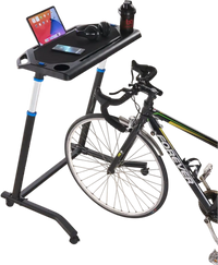 VEVOR Cycling Desk, Mobile Foldable Multi-Functional Bike Trainer & Treadmill Desk with Lockable Wheels, Non-Slip Multi-Slot Bike Trainer Fitness Desk with Handle Bar, Fit for Home Office Exercise