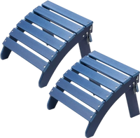 VEVOR Adirondack Ottoman Set of 2, 18.7L x 18.9W x 13.8H Inch HDPE Plastic Folding Adirondack Ottoman, Weather-Resistant Foot Rest for Adirondack Chair, Used for Outside Porch Pool Lawn Backyard, Blue