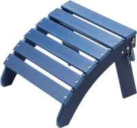 VEVOR Adirondack Ottoman, 18.7L x 18.9W x 13.8H Inch HDPE Plastic Folding Adirondack Ottoman, Weather-Resistant Foot Rest for Adirondack Chair, Widely Used for Outside Porch Pool Lawn Backyard, Blue