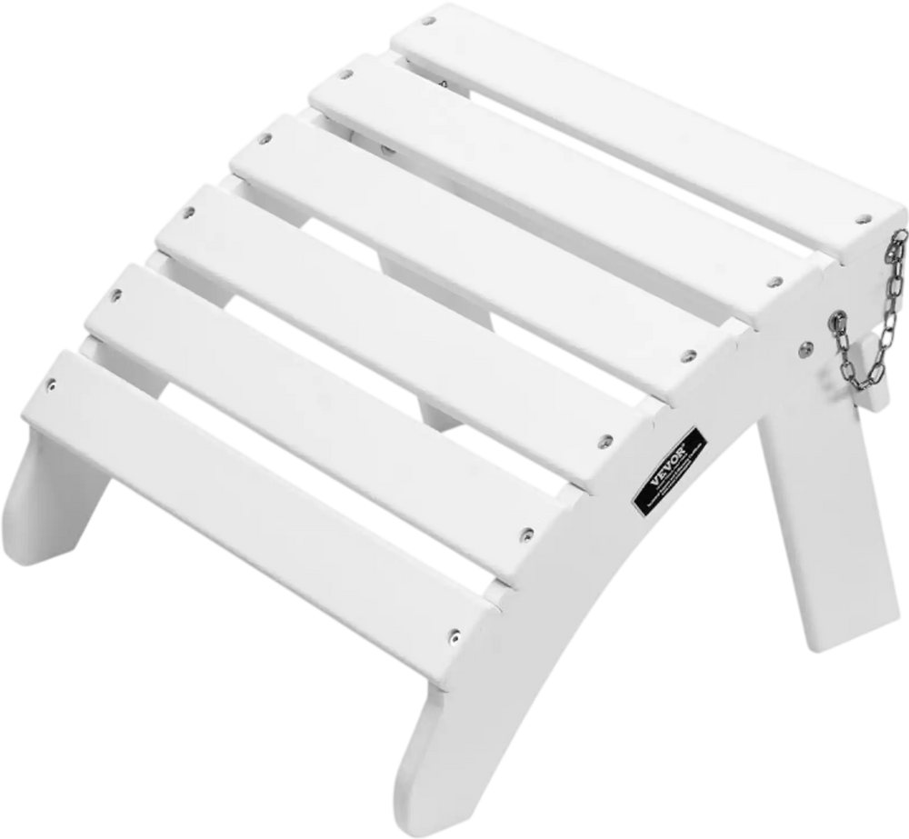 VEVOR Adirondack Ottoman, 17.7L x 19.7W x 13.8H Inch HDPE Plastic Folding Adirondack Ottoman, Weather-Resistant Foot Rest for Adirondack Chair, Widely Used for Outside Porch Pool Lawn Backyard, White