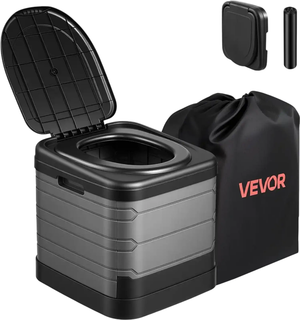 VEVOR Portable Toilet, 330 lbs Load Capacity, Folding Camping Toilet for Adults, Outdoor Travel Potty with Carry Bag, Trash Bags, Suitable for Home Use, RV Travel, Camping, Hiking, Boating, Car, Trips