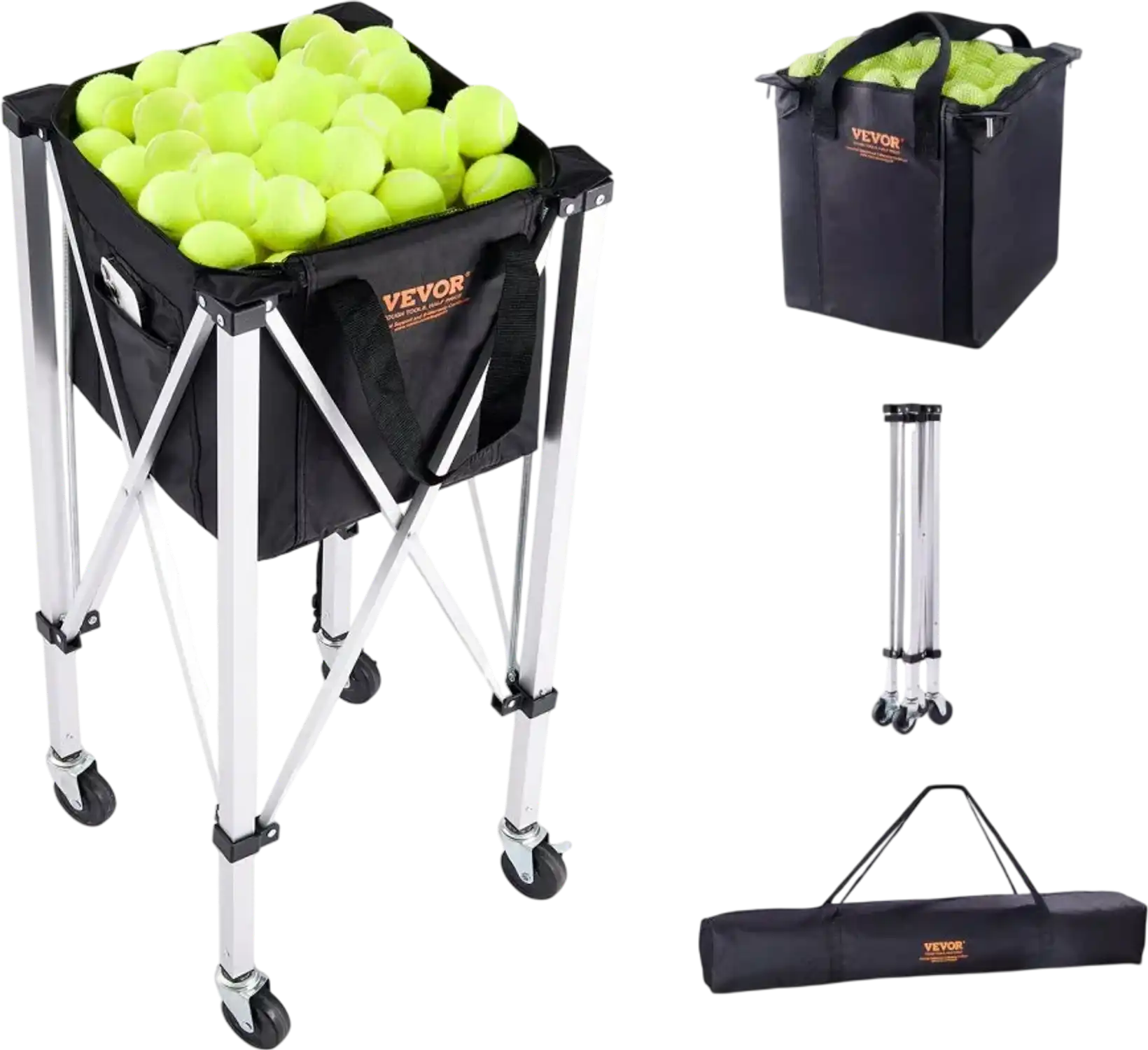 Vevor Tennis Ball Hopper Foldable 180-Ball Basket Cart with Wheels New