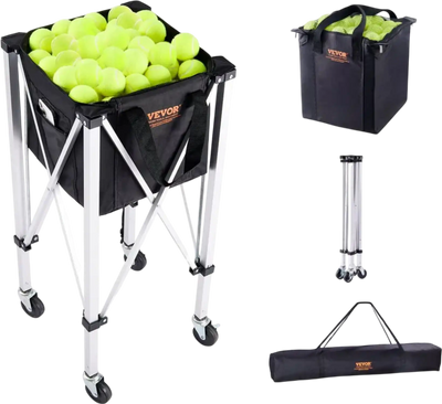 Vevor Tennis Ball Hopper Foldable 180-Ball Basket Cart with Wheels New