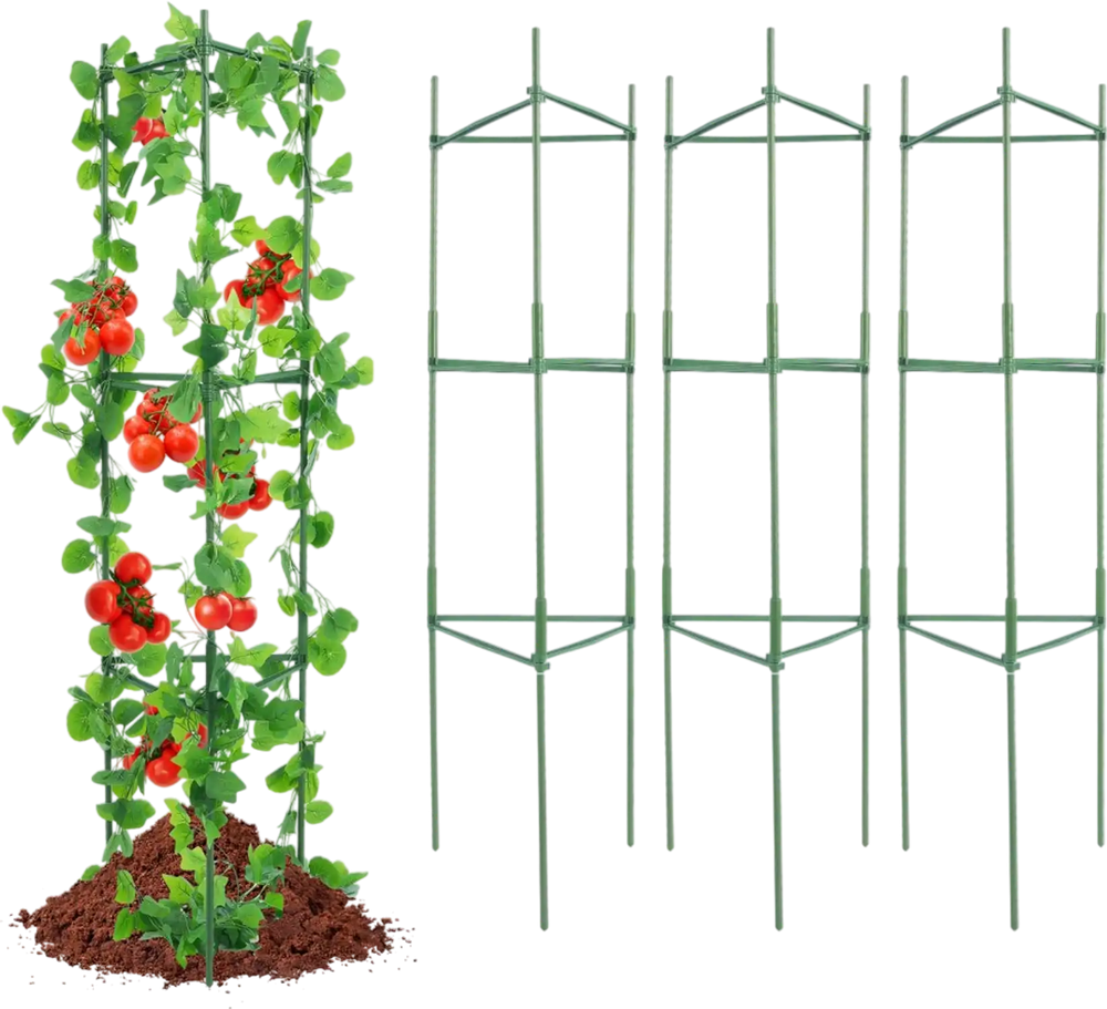 VEVOR 6 Packs Tomato Cages for Garden, 48 inch Tomato Trellis Plant Stakes Support, Stackable Tall Plant Support Cage, for Raised Garden Bed, Vegetables Flowers and Climbing Plants