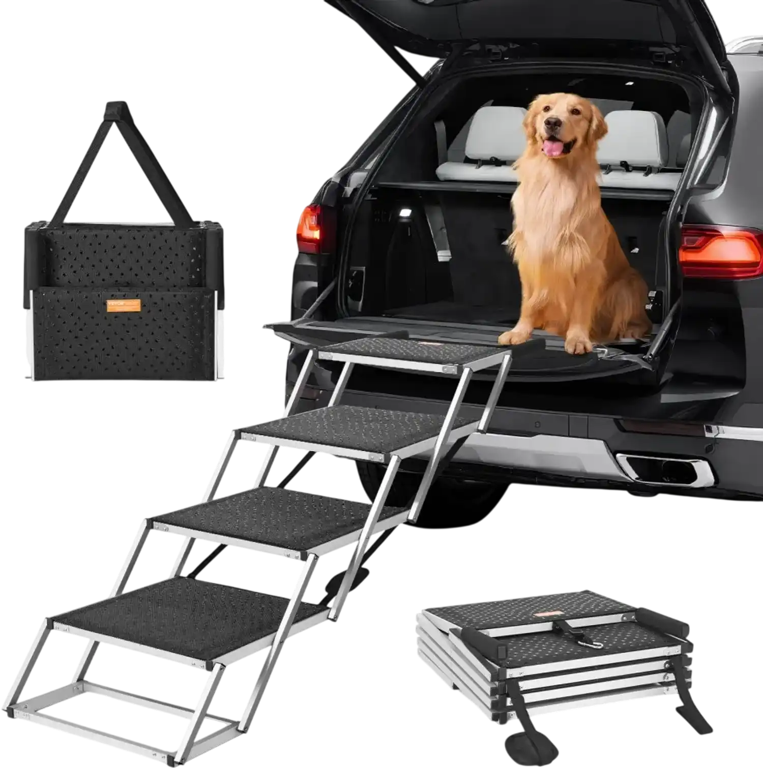 Vevor Dog Stairs 4-Step Folding Car Access Steps New