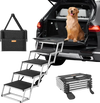 VEVOR Dog Stair for Cars, Wide 5-step Dog Car Steps, Folding Dog Car Ramp with Nonslip Surface, Portable Pet Steps Lightweight Aluminum for Car, SUV and Truck, Supports up to 150 lbs