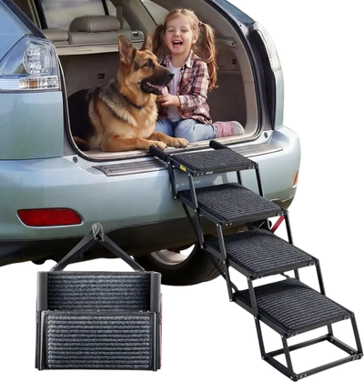 Vevor Dog Stairs Foldable 4-Step Extra Wide Pet Ladder Ramp New