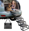 VEVOR Dog Stairs for Car, 5 Steps Extra Wide Foldable Dog Ramp for Large Dogs with Non-Slip Rug Surface, Portable Lightweight Pet Ladder for Car, SUV, Truck, High Beds, Sofas, Support up to 200 lbs