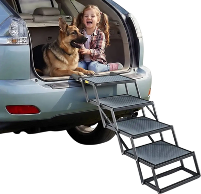 Vevor Dog Stairs 4-Step Foldable Non-Slip Pet Stairs for Car SUV Truck Bed Sofa 400 lbs New