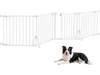VEVOR Freestanding Dog Gate 24" Tall 4-Panel Foldable Metal Pet Gate White, For Stairs Doorways, Dual-Triangle Support, Sturdy Metal Construction, Freestanding or Wall Mount, Flexible Shapes, Easy Fit