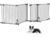 VEVOR Freestanding Dog Gate 32" Tall 4-Panel Foldable Metal Pet Gate Black, For Stairs Doorways, Dual-Triangle Support, Sturdy Metal Construction, Freestanding or Wall Mount, Flexible Shapes, Easy Fit