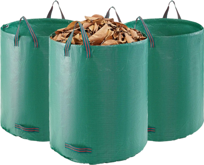 VEVOR 3-Pack 72 Gallon Reusable Yard Waste Bag, Large Lawn Garden Bags, Heavy Duty Collapsible Garden Leaf Trash Container, Stand-Up Grass Clipping Bin, with Reinforcement Ring and Handles, 26.4x30 in
