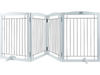 VEVOR Free Standing Dog Gate, 32" H x 96.5" W Freestanding Pet Gate, 4 Panels Foldable Dog Gate for Wide and Narrow Passageways, Expandable Dog Barrier with Silent Foot Support for Indoor, White