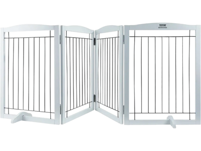 Vevor Dog Gate Free Standing Foldable Pet Barrier White New