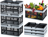 VEVOR Collapsible Shopping Basket, 3 Pack, 25L Plastic Foldable Storage Crate with Handle, Grocery Fruit Vegetable Shopping Basket Folding Storage Container for Supermarket Retail Shopping, Black