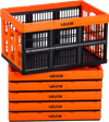 VEVOR Plastic Collapsible Storage Bins, 45L 6 Packs, Stackable Folding Storage Crates with Handles, Holds 33 lbs Per Bin, Foldable Heavy Duty Containers, Space-Saving Baskets, for Home Organizing