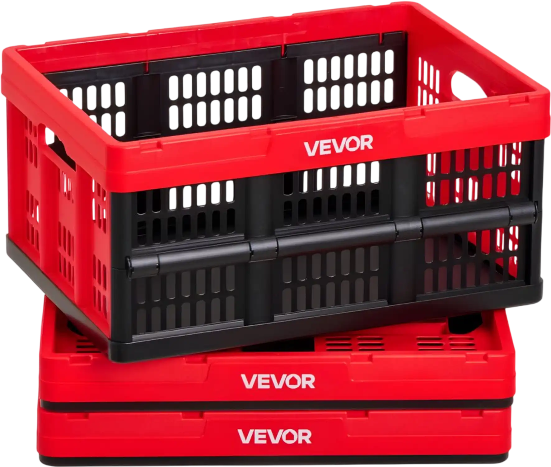 Vevor Storage Bins 32L 3-Pack Collapsible Stackable Folding Crates with Handles New