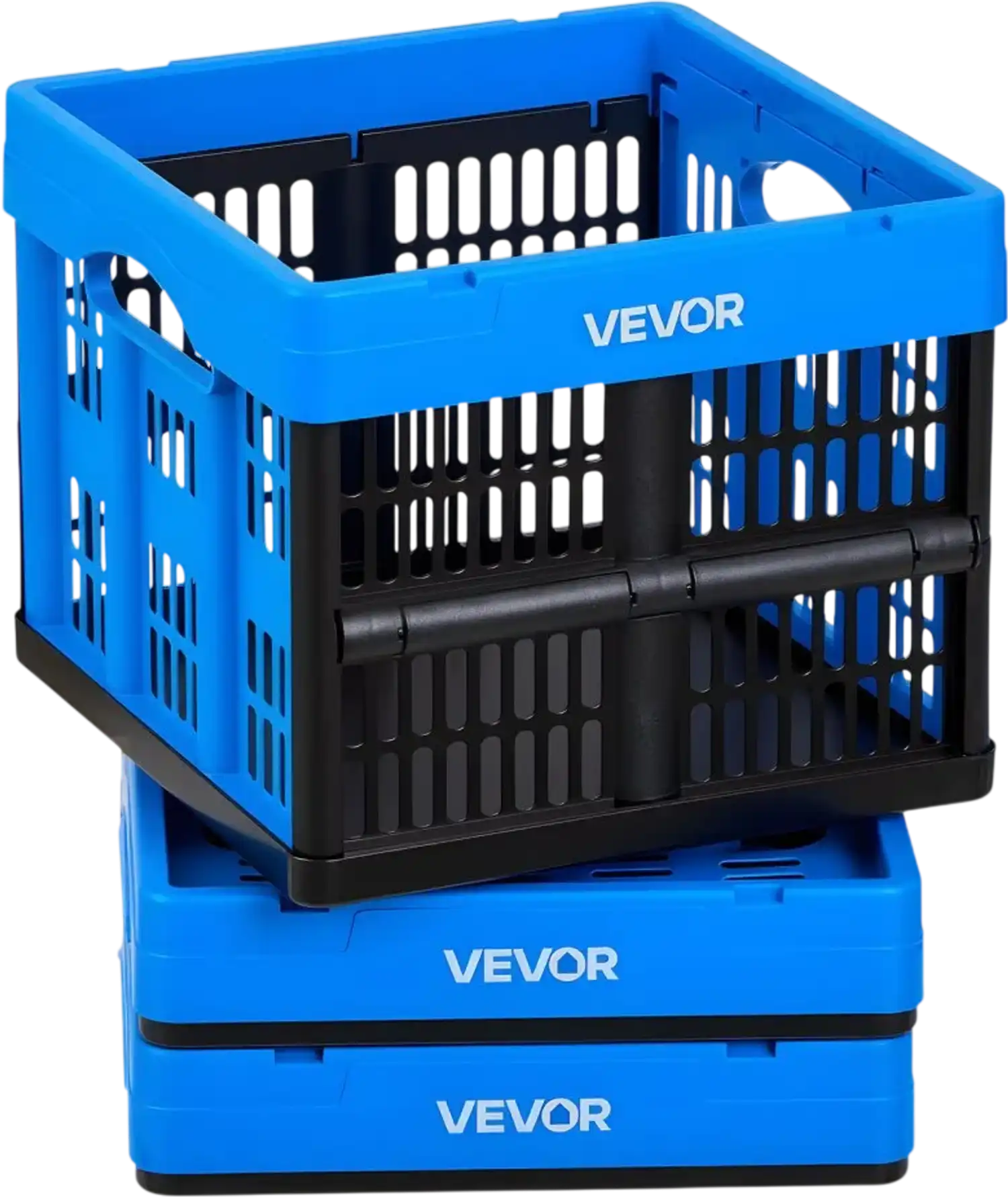 Vevor Storage Bins Collapsible 25L 3-Pack Stackable Folding Crates with Handles New