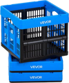 VEVOR Plastic Collapsible Storage Bins, 25L 3 Packs, Stackable Folding Storage Crates with Handles, Holds 22 lbs Per Bin, Foldable Heavy Duty Containers, Space-Saving Baskets, for Home Organizing