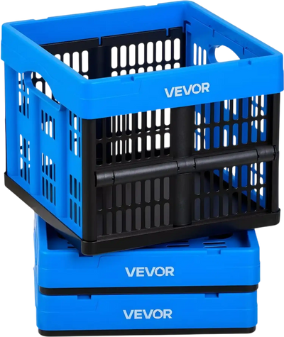 VEVOR Plastic Collapsible Storage Bins, 25L 3 Packs, Stackable Folding Storage Crates with Handles, Holds 22 lbs Per Bin, Foldable Heavy Duty Containers, Space-Saving Baskets, for Home Organizing