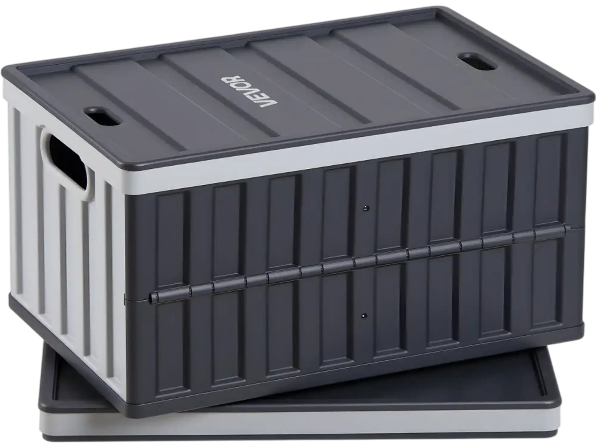Vevor Storage Bins Collapsible 65L Stackable Folding Crates with Lids 2-Pack New