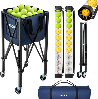Vevor Tennis & Pickleball Hopper 2-in-1 Foldable Basket Cart with Wheels New