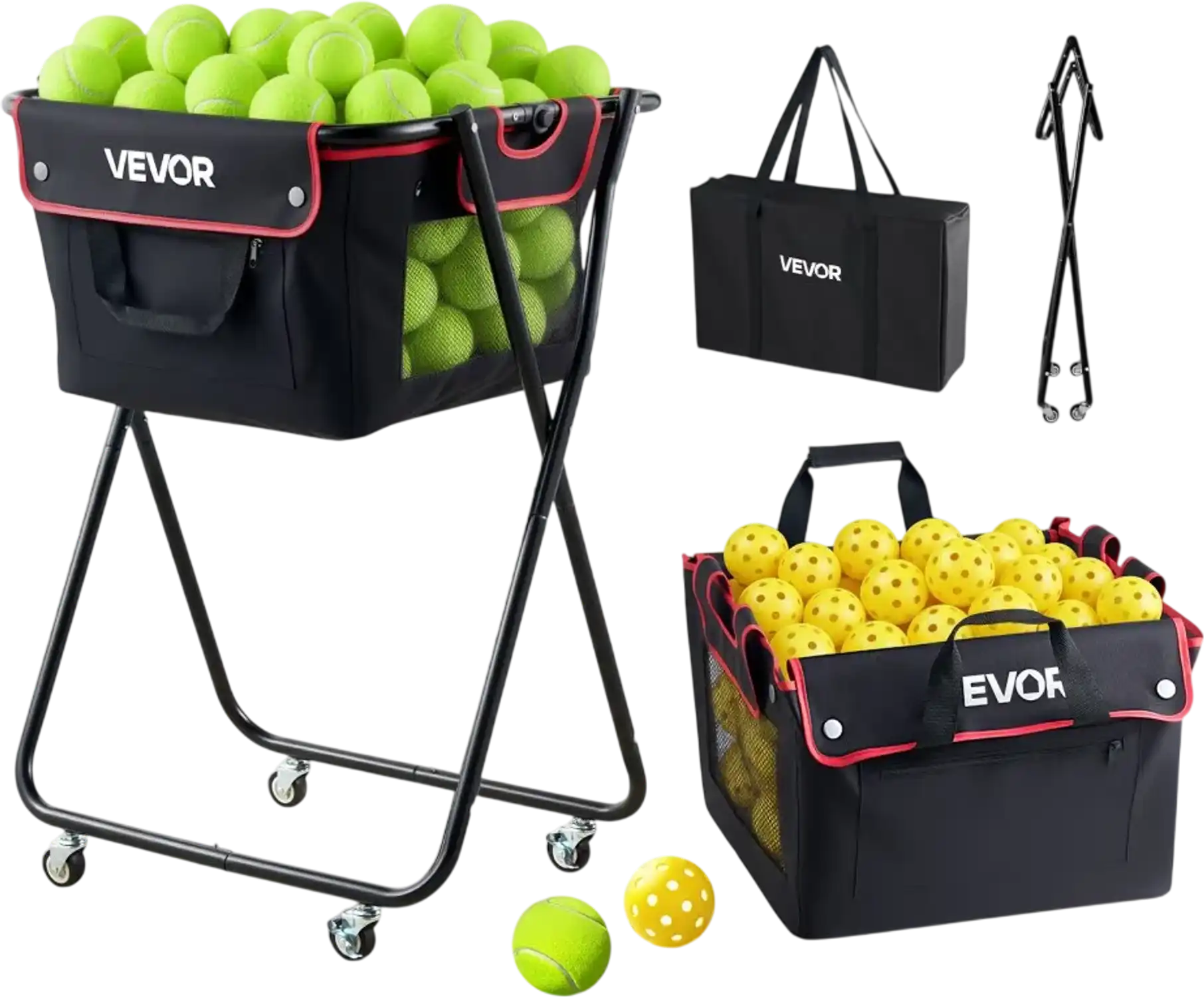 Vevor Tennis Ball Hopper Foldable Ball Cart with Wheels New