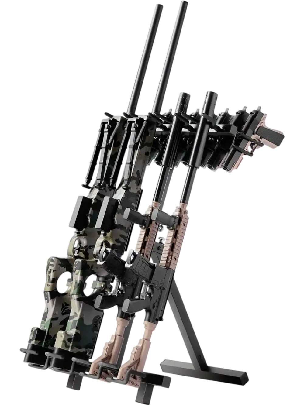 VEVOR Gun Rack, Portable, Folding Heavy Duty Steel Rifle Shotgun Rack Stand, Freestanding Indoor Outdoor Gun Display Storage, Holds Up to 7 Pistols and 4 Rifles or Shotguns, for Shooting Hunting Range