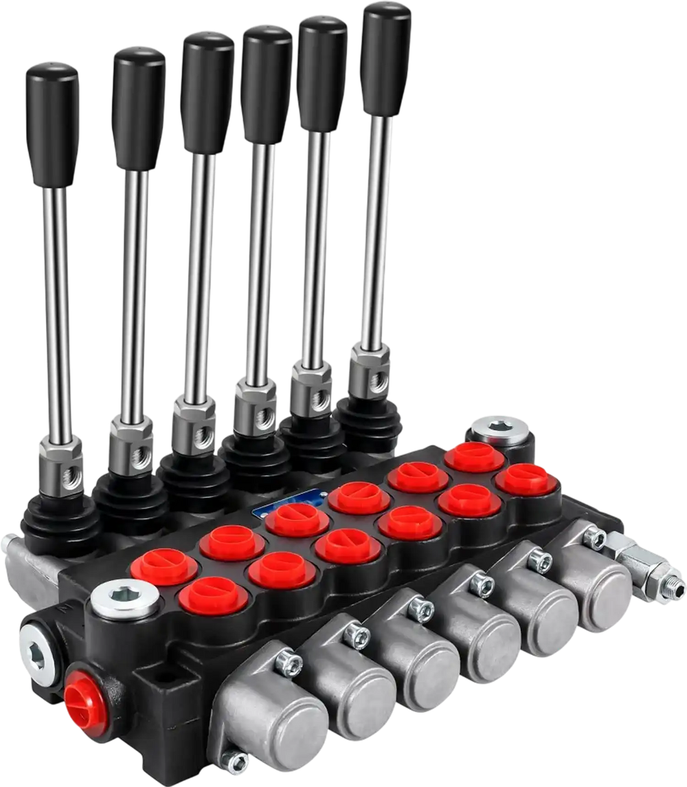 VEVOR Hydraulic Directional Control Valve, 6 Spool Hydraulic Spool Valve, 11 GPM Hydraulic Loader Valve, 3600 PSI Directional Control Valve, Hydraulic Valves And Controls For Tractors Loaders Tanks