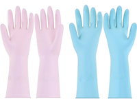 VEVOR Reusable Dishwashing Gloves, 2 Pairs Colorful Reusable Household Kitchen Cleaning Gloves for Washing Dishes and Cleaning Tasks, Flexible Long-lasting and Non-Slip, Large, Pink + Purple