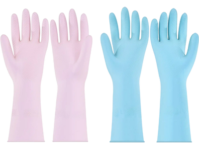 Vevor Gloves Reusable Dishwashing Cleaning Gloves 2 Pairs Large Pink + Purple New
