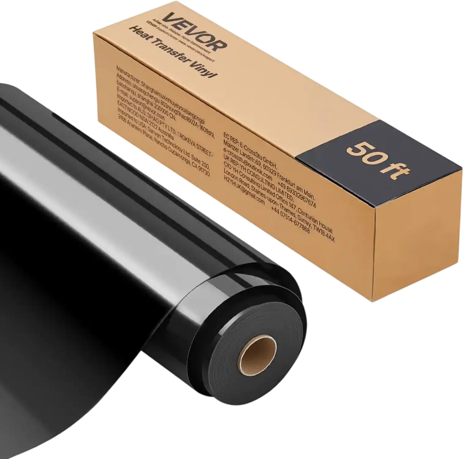 Vevor Heat Transfer Vinyl Glossy Black HTV Iron-On Roll 12