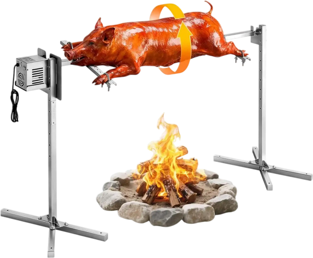 VEVOR Rotisserie Grill AC120V 8 Level Height Electric Rotisserie Grill Kit, BBQ Grills Rotisseries Kit with 88 lbs Load Capacity, 38W Motor, Stainless Steel Automatic Grilling Kits for Parties