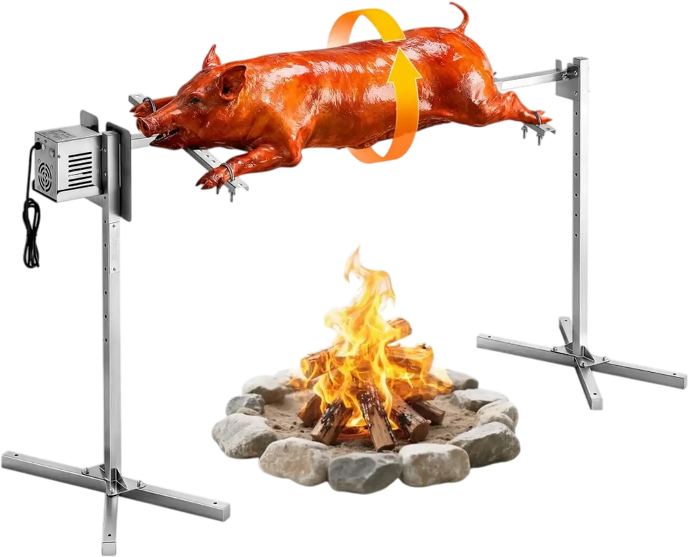 VEVOR Rotisserie Grill, AC120V 8 Level Height Electric Rotisserie Grill Kit, BBQ Grills Rotisseries Kit with 132 lbs Load Capacity, 38W Motor, Stainless Steel Automatic Grilling Kits for Parties