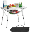 VEVOR Folding Camping Table, Portable Roll Up Side Tables, Lightweight Aluminum Beach Table with Adjustable Height, Top Mesh Layer and Carry Bag, For Outdoor BBQ Tailgating Picnic, Travel, Silver