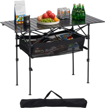 Vevor Camping Table Folding Portable Adjustable Height Roll Up Side Table New