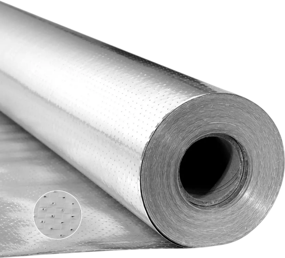 VEVOR Double Reflective Insulation Roll, Perforated Woven Fabric Radiant Barrier, 0.15mm 48 in x 250 ft, Double-Sided Aluminum Foil Heat Reflective Shield, Thermal Insulation Roll for Window RV Roof