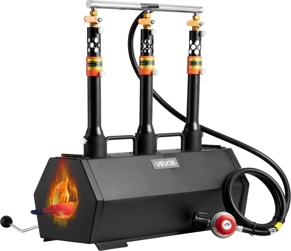 VEVOR Portable Propane Forge, 3 Burners, 2600℉ Tool and Knife Making Blacksmithing Farrier Forge, Large Capacity Hexagon, Cold-Rolled Steel Gas Forging Tools and Equipment, Use for Metal Forging